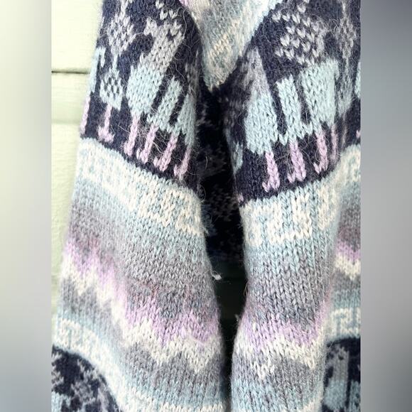 Vintage sebsatex 100% alpaca blue zip up sweater cozy warm fall winter granny - Picture 5 of 7